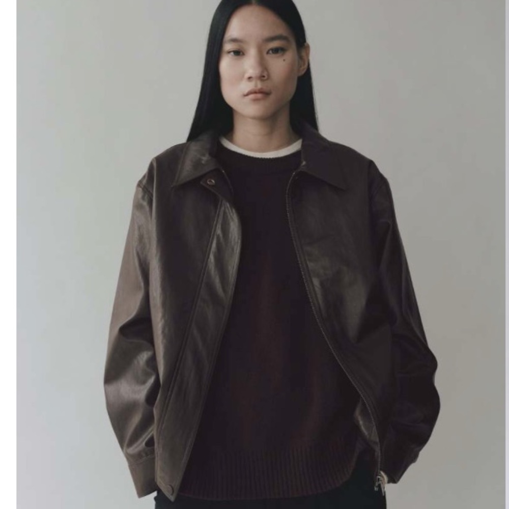 Vegan leather dark brown “dad” jacket